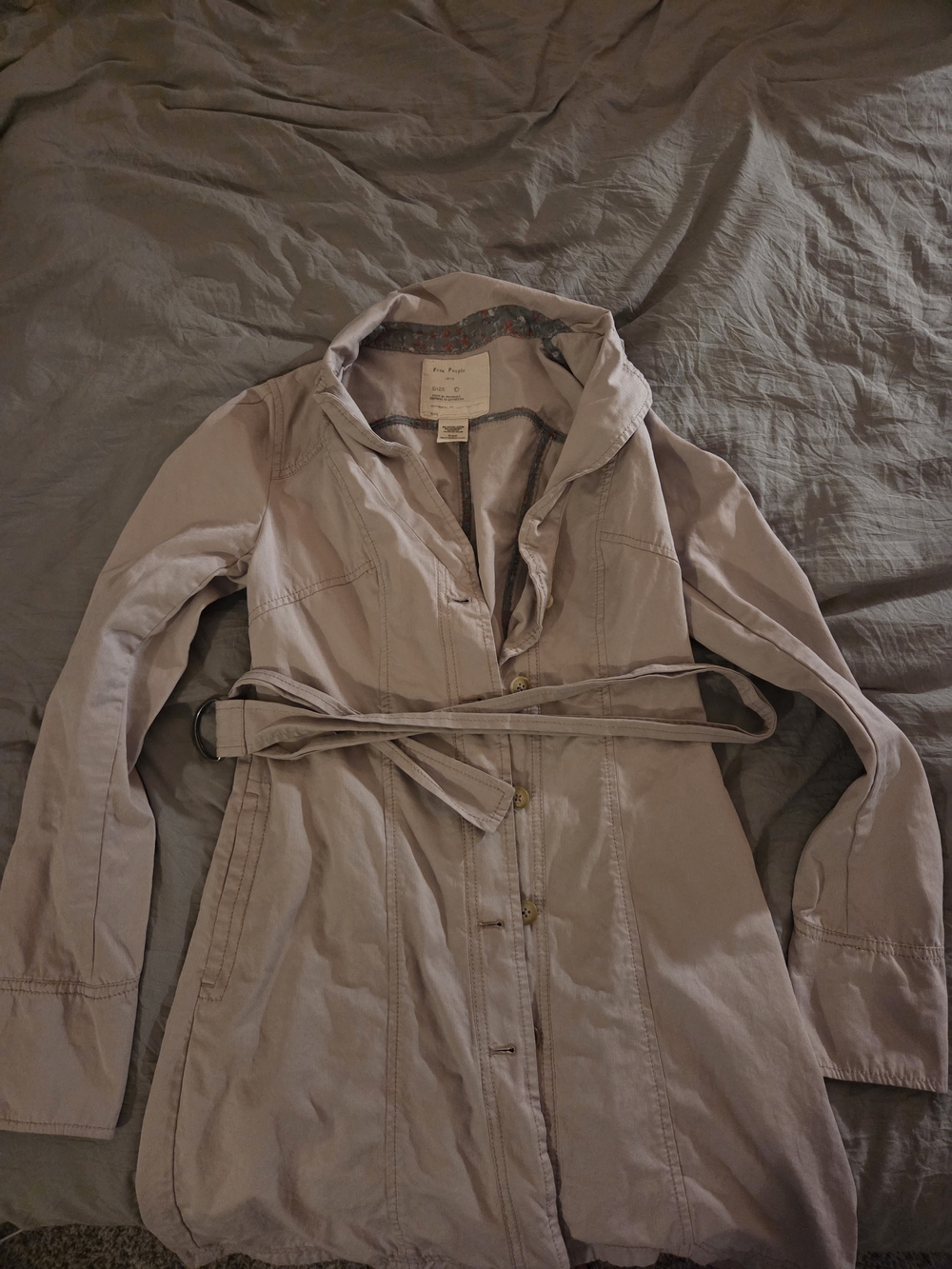 Free People Light Mauve Tie-Waist Trench Coat